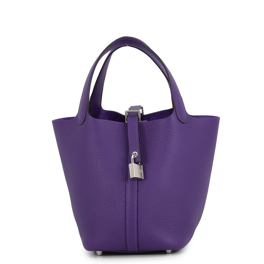 Hermes Picotin Lock PM handbag, purple, Taurillon Clemence leather, G stamp, ...